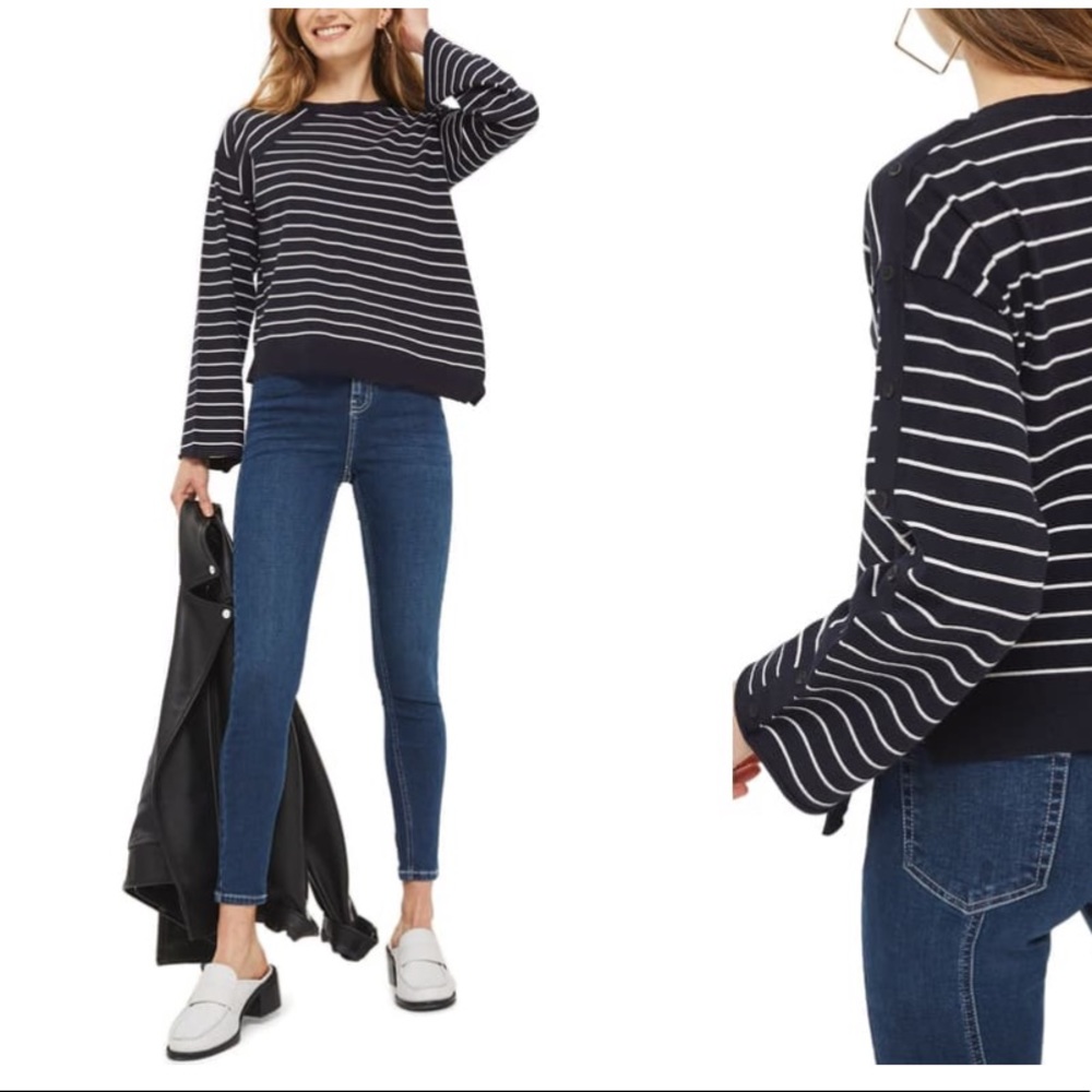 Navy and White Striped Topshop Sweater